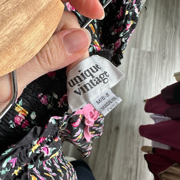 Unique Vintage Black Floral Skater Skort - Picture 6 of 9